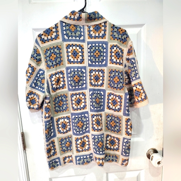 Abercrombie & Fitch Men's Crochet-Style Button-Through Sweater Polo Size Large - Picture 4 of 16